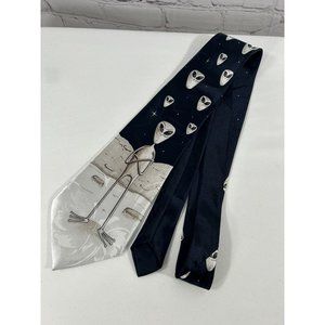 VTG 1997 Designs By  A Rogers Aliens 2 Outer Space Navy Neck Tie Hand Made 57x4
